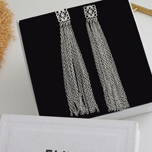 Loewe silver tassel long earrings